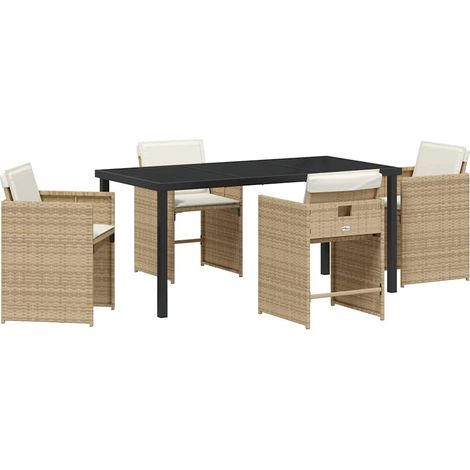 Ensemble de salle à manger pour jardin 5 pcs,Salon de jardin Beige Poly rotin CFW96381 (1/5)