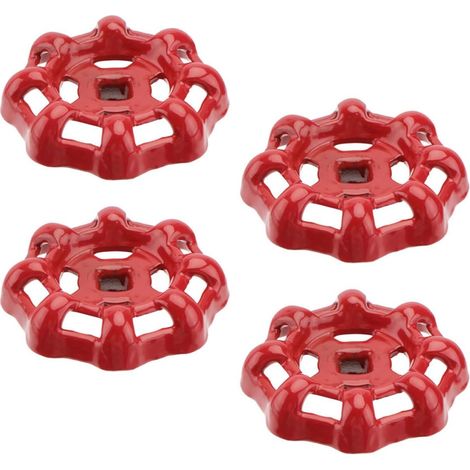 Lot de 4 Volants de Vanne en Fer Rouge, Poignée D'arrêt Fiable et Pratique pour Robinet de Porte, Usage Industriel et Domestique (1/5)