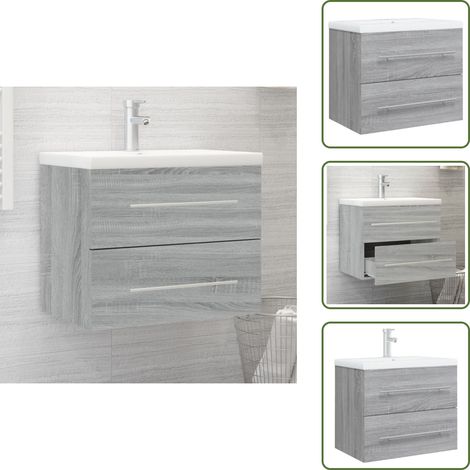 Madera contrachapada - vidaXL Mueble de baño con lavabo madera contrachapada gris Sonoma - Baño organizado
