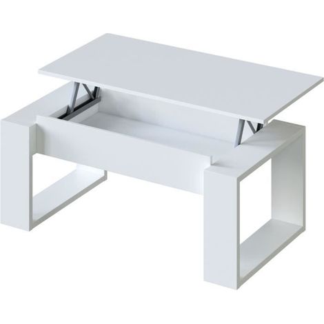 Table basse à plateau relevable 43x102x50 cm blanc (1/5)