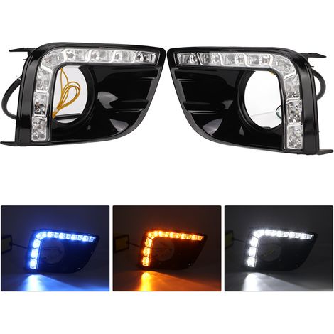 Phares de voiture avec feux de jour dynamiques, design incurvé tricolore (cadre noir), adaptés à la Toyota Prado 2010-2013. (1/5)