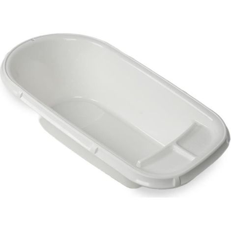 Baignoire bébé luxe 86 cm x 46 cm x 25,5 cm – Polyéthylène rigide – Avec bouchon de vidange – Blanc muguet – Thermobaby