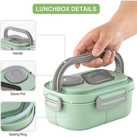 1 piece. Colour: blue. Material: ABS. Microwave safe. Three-compartment bento box with individual compartments for vegetables. (1/5)