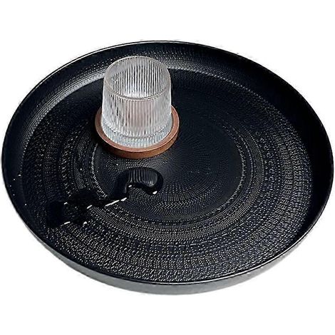 Plateau rond, plateau de service de 33 cm, plateau décoratif de luxe, plateau pour table basse, plateau à bijoux noir js (1/5)