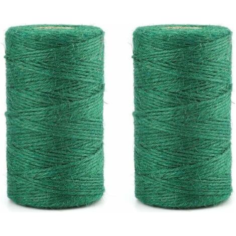 Lot de 2 ficelles de jardin de 100 m de ficelle de jute verte pour jardinage, fleuriste et regroupement (1/5)