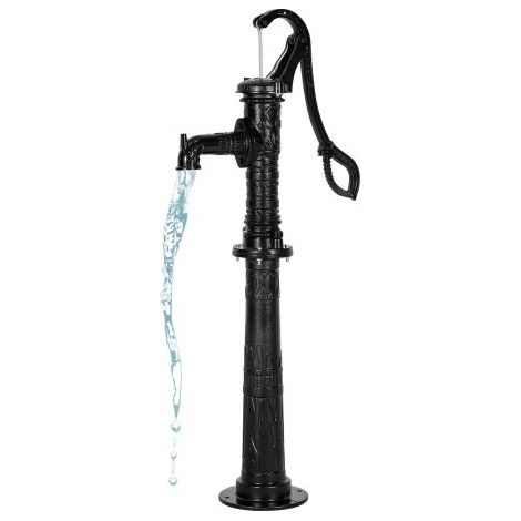 Schwengelpumpe Antik Vintage, 6 m Förderhöhe, Nostalgiepumpe aus Gusseisen, Brunnenpumpe mit erhöhtem Sockel, NPT 1-1/4 Zoll Anschluss, Gartenpumpe, für Garten, Teich, Bauernhof, Schwarz (1/5)