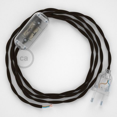 Cordon pour lampe, câble TM13 Effet Soie Marron 1,80 m. Choisissez la couleur de la fiche et de l'interrupteur  Transparent (1/4)