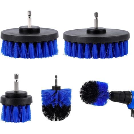 Ensemble de 4 brosses de nettoyage, brosse de nettoyage rotative, brosse de baignoire 2 pouces/3,5 pouces/4 pouces/5 pouces, évier de salle de bain, évier de cuisine (bleu)