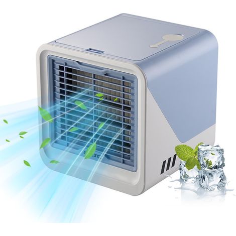 Mini climatiseur 3 en 1 – Ventilateur rafraîchissant avec réservoir 500 ml – Refroidisseur d'air silencieux et réglable – Pour maison, chambre et bureau-Bleu (1/5)