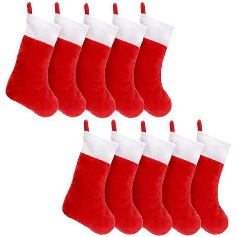 10 Stück rote Filz-Weihnachtsstrümpfe, Weihnachtsstrumpfhalter-Socken