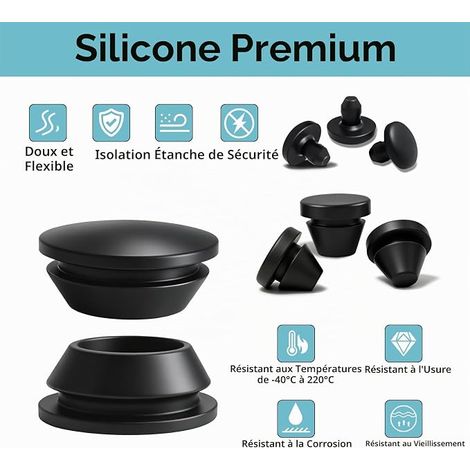 Rubber Stoppers for 35-38mm Hole Round Silicone Stoppers Black Rubber Stoppers Waterproof Rubber Stoppers for Bottles Furniture End Caps Metal Pipe (1/4)
