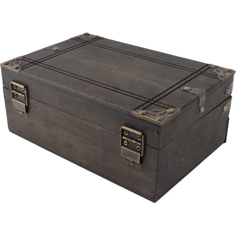 Vintage Aufbewahrungsbox, zarte und elegante Holzbox für Schmuck, Geschenke und Bastelarbeiten, graubraun, mit Schloss und Schlüssel (1/5)