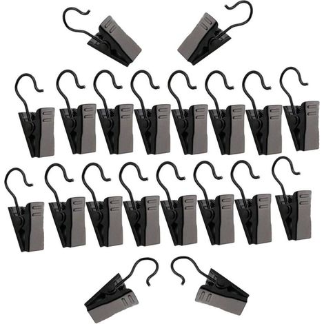 Lot de 50 petites pinces Rideau en métal, avec large support Crochets pour pour rideau, photos, décoration, Art Craft écran, Noir (1/5)