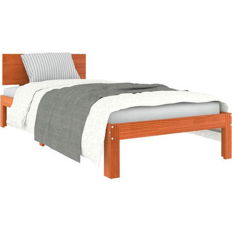 Bed Frame with Headboard Wax Brown 70 x 190 cm Solid Pine Wood vidaXL