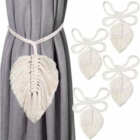 4 Pieces Boho Curtain Tiebacks Cotton Rope Curtain Holders (1/5)