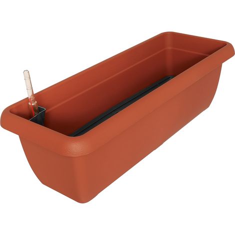 Geli Blumenkasten AQUA ANDALUCIA Terracotta 60 cm mit Bewässerungssystem - Kunststoff