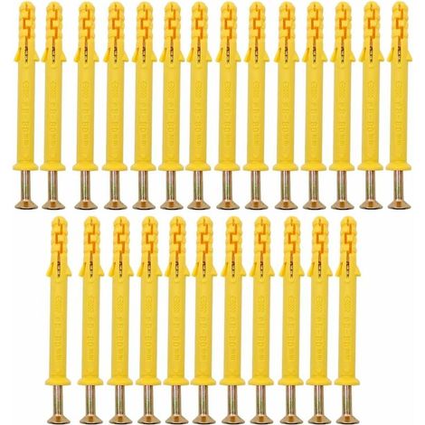 DEESSE SHOP - 25 chevilles avec vis (M8 80) Vis à tête haute résistantes Les vis autotaraudeuses peuvent être utilisées pour fixer les murs en plaques de plâtre, jeu de vis à cheville facile à utilis (1/5)