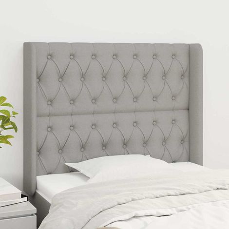 vidaXL Tête de lit avec oreilles Gris clair 103x16x118/128 cm Tissu (1/5)