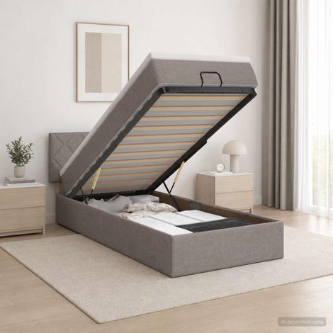 vidaXL Cama otomana con colchón con cabecera Topo 90 x 190 cm Tela (1/5)