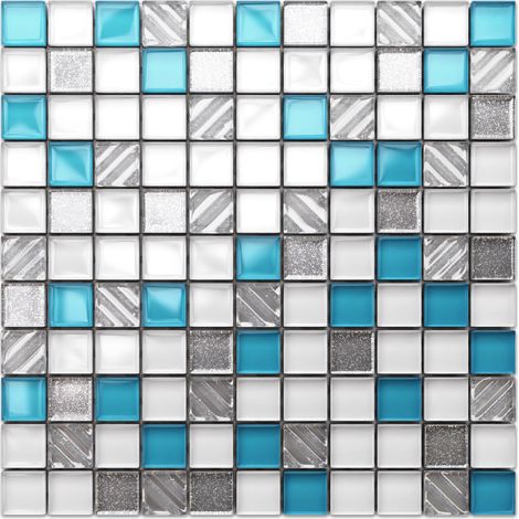 Ilcom mosaico in vetro su rete per bagno e cucina 30cm x 30cm - Poseidon (1/5)