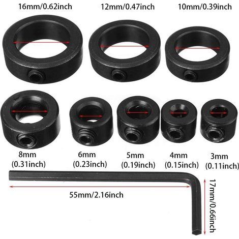Ringbohrer, Hinterschnitttiefenanschlag, Positionierer für Holzbearbeitung, mit Innensechskantschlüssel, 3–16 mm (1/4)