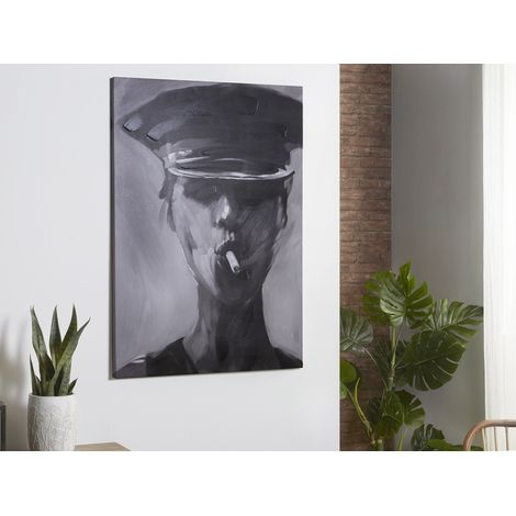 Bedruckte Leinwand Frau Weiß/Schwarz 50% Öl 70X100 Cms. 70X3X100 Cms