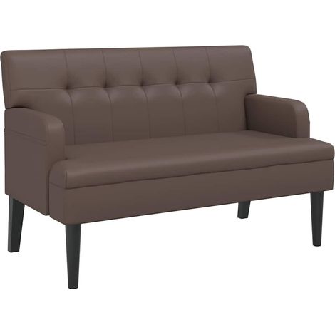 vidaXL Banco con respaldo cuero sintético marrón 112x65,5x75 cm (1/2)