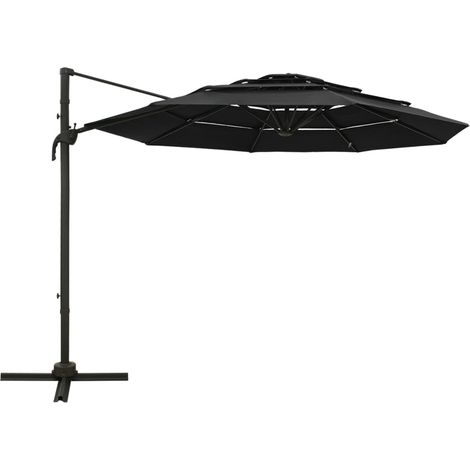 Maison Exclusive - Ombrellone a Sbalzo a 4 Livelli Palo in Alluminio 3x3 m Nero