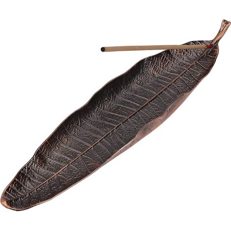 Porte-encens Feuilles en métal Attrape-cendres 26 cm de long Brûleur d'encens (Antique)-Fei Yu (1/5)