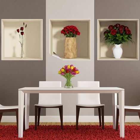 Sticker à effet 3D Roses rouges 30 x 90 cm (1/5)