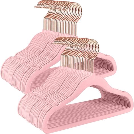 Cintre Velours - 11,8 Pouces - Anti-dérapant - Crochet Pivotant 360° - Pour Vêtements Bébé et Enfants - Lot de 50 (1/5)