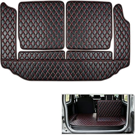 Irovami Ensemble de 3 tapis de coffre en cuir pour Jimny JB64 JB74 (2019-2026), revêtement de coffre arrière antidérapant et imperméable en PVC, rouge (1/5)