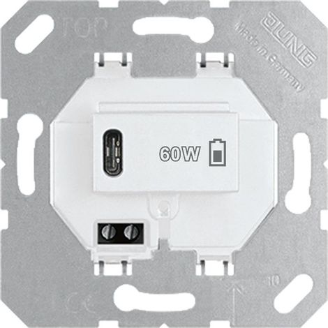 Jung USB-Ladegerät PD, 1 x Typ C, alpinweiß USB PD60 C WW