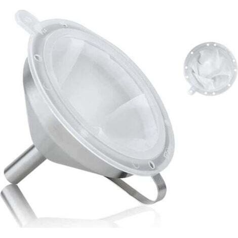 Imbuto da cucina in acciaio inox da 5 pollici / 13 cm con manico, filtro e colino a 200 maglie per il trasferimento di ingredienti liquidi. (1/4)