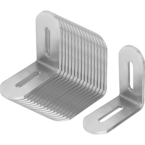 16 Pièces d'équerres d'angle à trous de fente, 50x50mm, Equerre de fixation, Epaisseur 2.8mm, utilisés pour la fixation et la réparation de meubles (1/3)