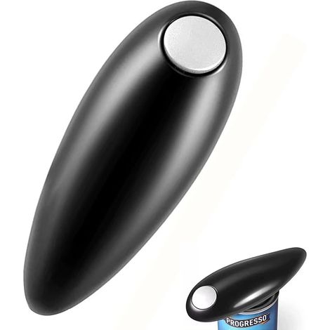 Ouvre boite électrique - Ouvre-Bocal Automatiquepour boîtes rondes de toutes tailles, sans bords tranchants, Sans Fil & Facile à Utiliser, Ouvre-boîte sécurisé pour les seniors. (Noir) (1/2)