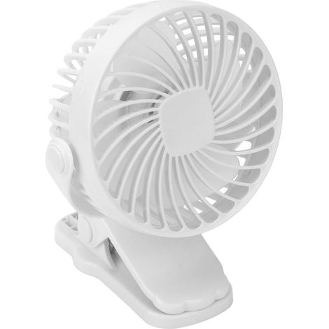 Ventilateur de bureau USB rechargeable silencieux 3 vitesses 720° blanc - pour bureau, dortoir, voyage
