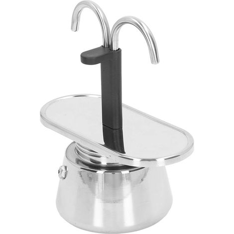Cafetière italienne 100 ml à double tuyau en acier inoxydable durable de qualité alimentaire, anti-brûlure, antidérapante, filtre épais, grande capacité de rangement (1/5)