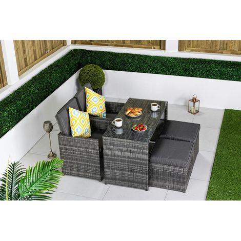 Giardino 2 Seater Rattan Cube Bistro Set Garden Table and Chairs Patio Furniture (1/5)