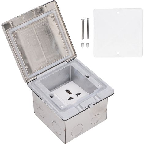 Prise de sol encastrée en alliage de zinc et PC, étanche, type ouvert, argent, AC250V pour usage intérieur (1/5)
