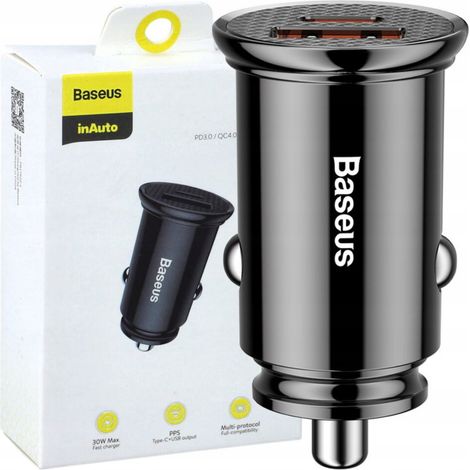 Caricabatterie da auto circolare Baseus PD QC4.0+ 5A 30W (nero) (1/5)