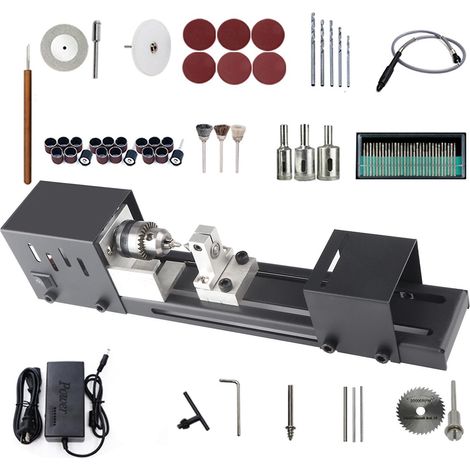 Mini-Drehbank-Perlenpoliermaschine Holzbearbeitung Handwerk DIY Rotationswerkzeug-Set Standard-Schleifset EU Plus-Universal-Set