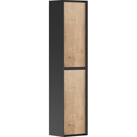 Colonna per bagno 140 cm Naturale chiaro e Nero - LANNICK