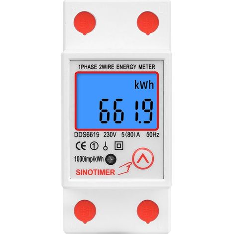 DDS6619-012 Compteur électronique monophasé multifonction - Affichage LCD rétroéclairé - Rail DIN - 5-80A 230V - Dimensions : 7.83.56.5cm (1/5)