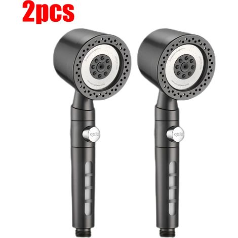 (Gris, lot de 2) Pommeau de douche 5 jets économe en eau, en ABS, style spa, à main, avec filtre et grand débit. Ensemble de buses pour robinet de douche portable et salle de bain. (1/5)