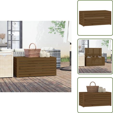Boîte de jardin marron miel 101x50,5x46,5 cm bois massif de pin - Coffre De Jardin - Rangement Extérieur - Meuble De Jardin - Coffre De Rangement - Bois Massif