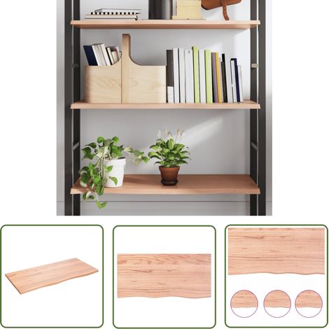 The Living Store Wandregal Hellbraun 100x50x2 cm Massivholz Eiche Behandelt - Wandregal - Eichendielen - Holzmöbel - Wohnraum Dekoration - Landhaus Stil (1/5)