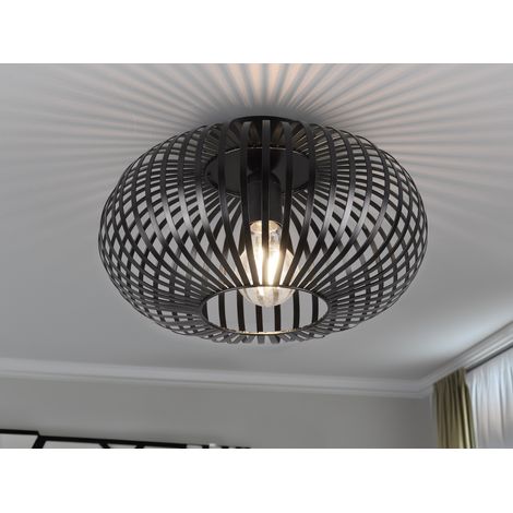 LED Deckenleuchte Gitter Lampenschirm Metall in Schwarz, Ø 30cm (1/5)