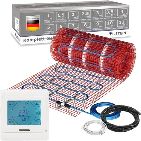 VILSTEIN© Elektrische Fußbodenheizung 150W/m² TWIN Technologie Elektro Komplett-Set - 8m² - 16m