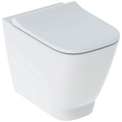 Stand-WC 35 5x54 weiß glänzend - Geberit Smyle Square - Mit toilettensitze soft - Accessorio: Senza copri wc